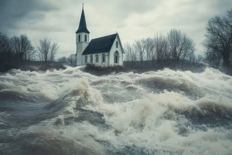 Water damage in a church kitchen